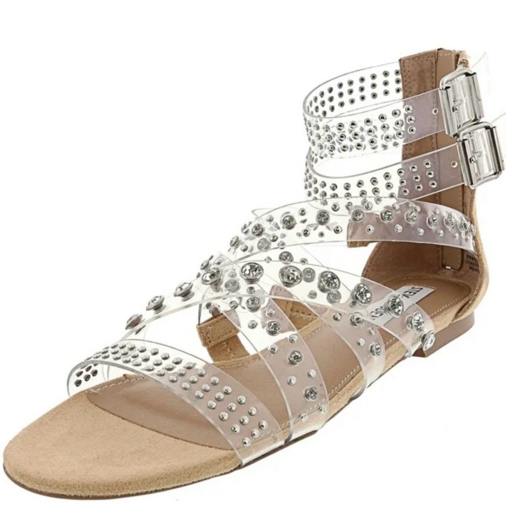 🆕 Steve Madden Shift clear rhinestone gladiator sandals